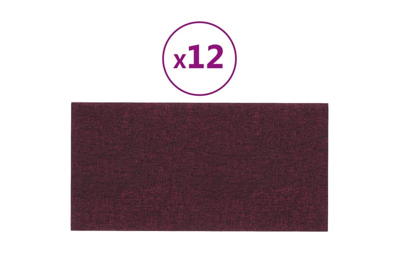 beBasic vægpaneler 12 stk. 30x15 cm 0,54 mÂ² stof lilla - Violet - Vægpanel & panelplade