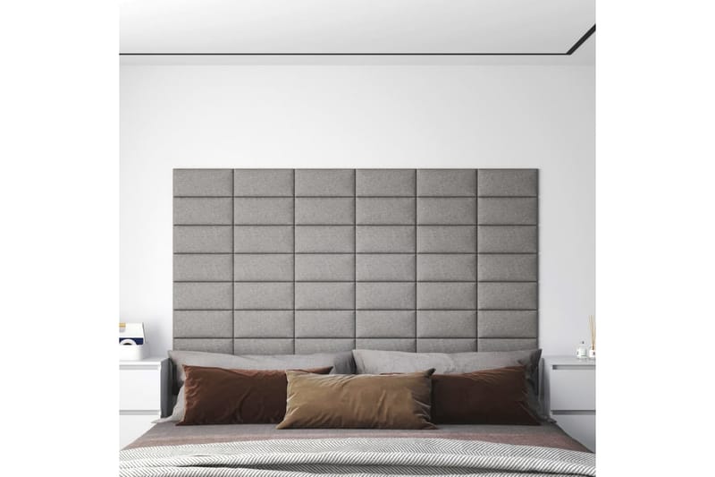 beBasic vægpaneler 12 stk. 30x15 cm 0,54 mÂ² stof lysegrå - GrÃ¥ - Vægpanel & panelplade