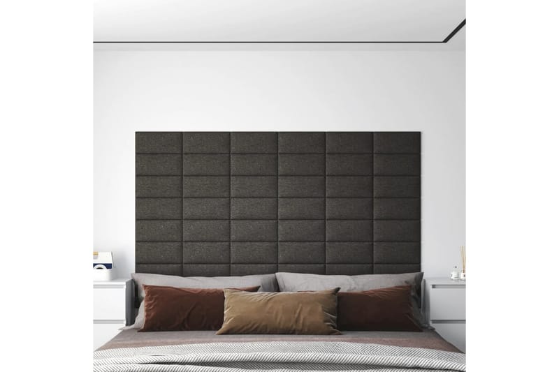 beBasic vægpaneler 12 stk. 30x15 cm 0,54 mÂ² stof mørkegrå - GrÃ¥ - Vægpanel & panelplade