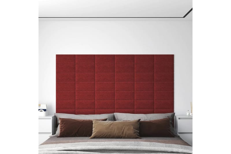 beBasic vægpaneler 12 stk. 30x15 cm 0,54 mÂ² stof vinrød - RÃ¸d - Vægpanel & panelplade