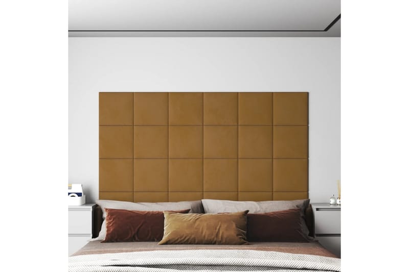 beBasic vægpaneler 12 stk. 30x30 cm 1,08 mÂ² fløjl brun - Brun - Vægpanel & panelplade