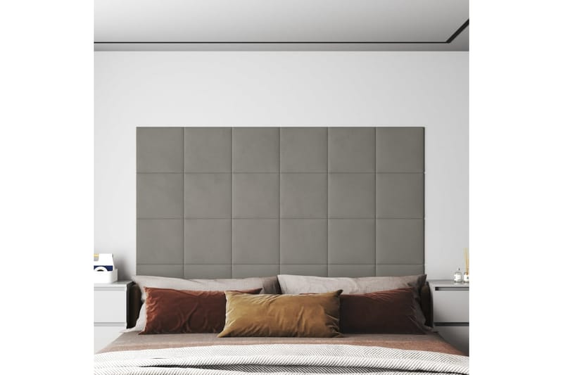 beBasic vægpaneler 12 stk. 30x30 cm 1,08 mÂ² fløjl lysegrå - GrÃ¥ - Hus & renovering - Byggeri - Gulv, væg & tag - Gulv & vægbeklædning - Vægpanel & panelplade