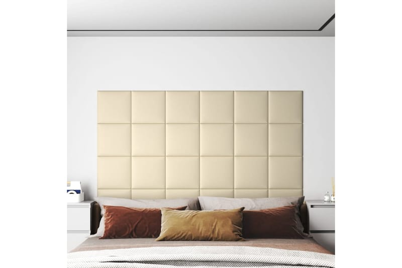 beBasic vægpaneler 12 stk. 30x30 cm 1,08 mÂ² kunstlæder cremefarvet - Creme - Vægpanel & panelplade