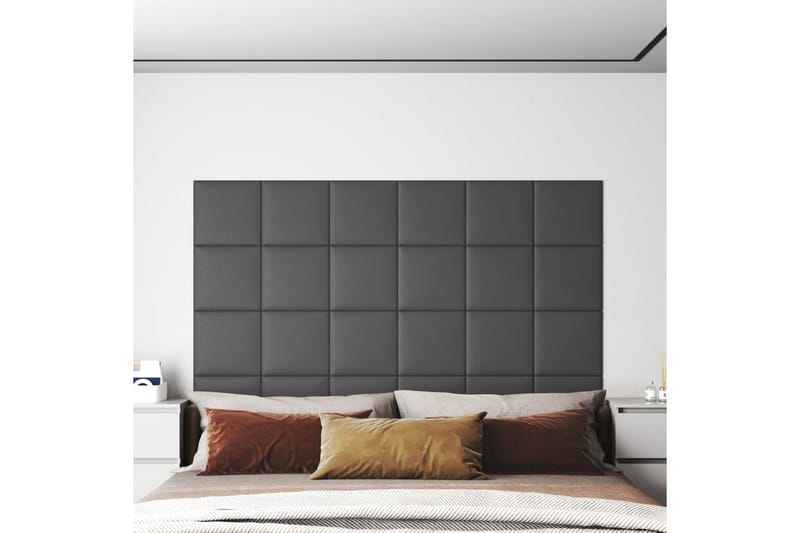 beBasic vægpaneler 12 stk. 30x30 cm 1,08 mÂ² kunstlæder grå - GrÃ¥ - Vægpanel & panelplade