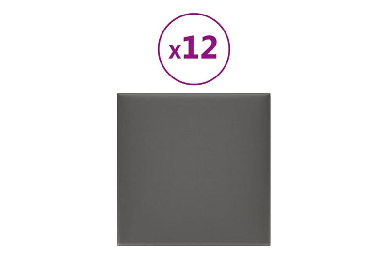 beBasic vægpaneler 12 stk. 30x30 cm 1,08 mÂ² kunstlæder grå - GrÃ¥ - Vægpanel & panelplade