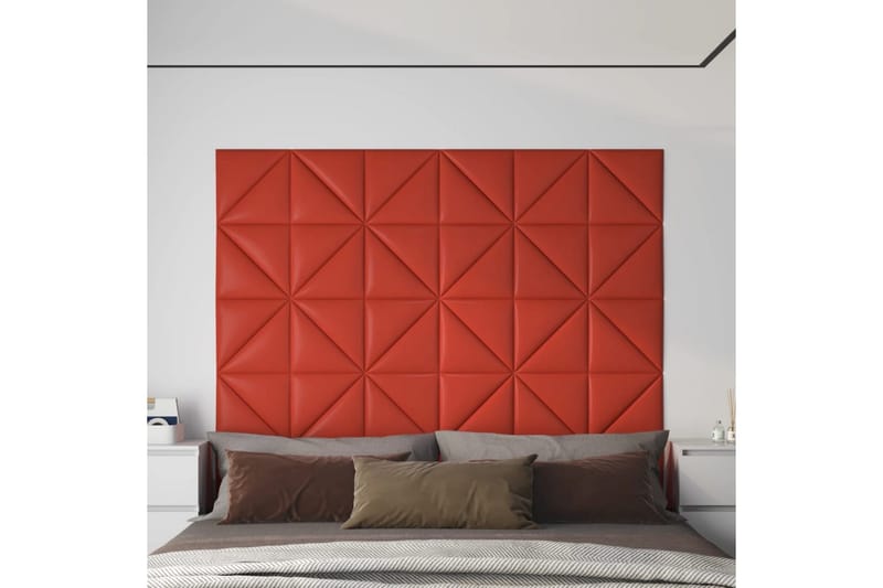 beBasic vægpaneler 12 stk. 30x30 cm 1,08 mÂ² kunstlæder rød - RÃ¸d - Vægpanel & panelplade