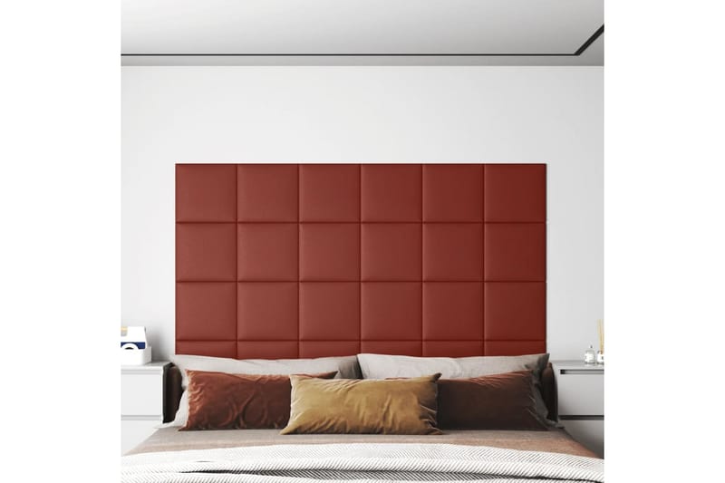 beBasic vægpaneler 12 stk. 30x30 cm 1,08 mÂ² kunstlæder vinrød - RÃ¸d - Vægpanel & panelplade