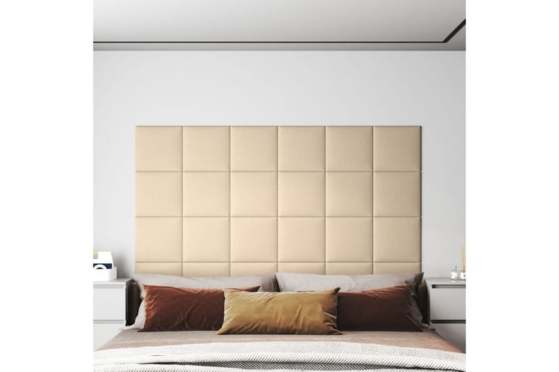 beBasic vægpaneler 12 stk. 30x30 cm 1,08 mÂ² stof cremefarvet - Creme - Hus & renovering - Byggeri - Gulv, væg & tag - Gulv & vægbeklædning - Vægpanel & panelplade
