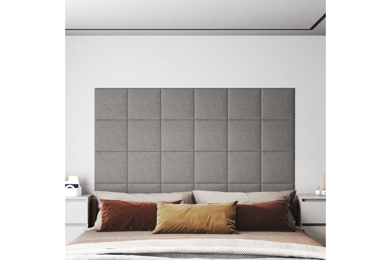 beBasic vægpaneler 12 stk. 30x30 cm 1,08 mÂ² stof lysegrå - GrÃ¥ - Vægpanel & panelplade