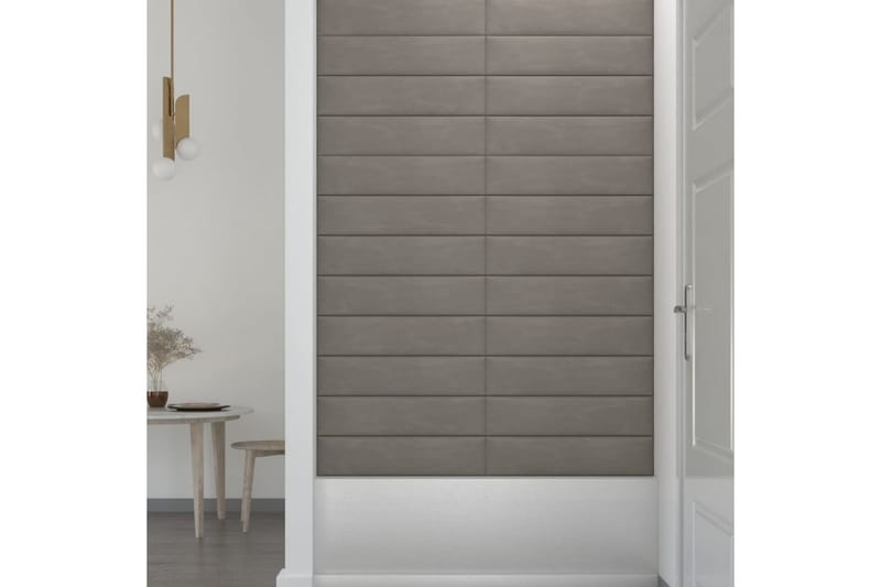 beBasic vægpaneler 12 stk. 60x15 cm 1,08 mÂ² fløjl lysegrå - GrÃ¥ - Hus & renovering - Byggeri - Gulv, væg & tag - Gulv & vægbeklædning - Vægpanel & panelplade