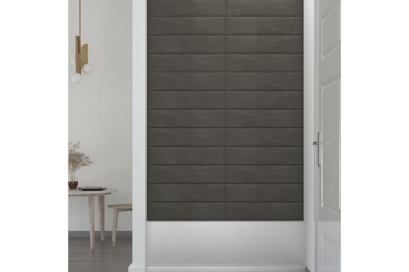 beBasic vægpaneler 12 stk. 60x15 cm 1,08 mÂ² fløjl mørkegrå - GrÃ¥ - Hus & renovering - Byggeri - Gulv, væg & tag - Gulv & vægbeklædning - Vægpanel & panelplade