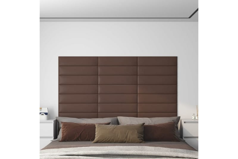 beBasic vægpaneler 12 stk. 60x15 cm 1,08 mÂ² kunstlæder brun - Brun - Vægpanel & panelplade