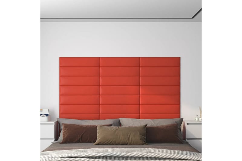 beBasic vægpaneler 12 stk. 60x15 cm 1,08 mÂ² kunstlæder rød - RÃ¸d - Vægpanel & panelplade