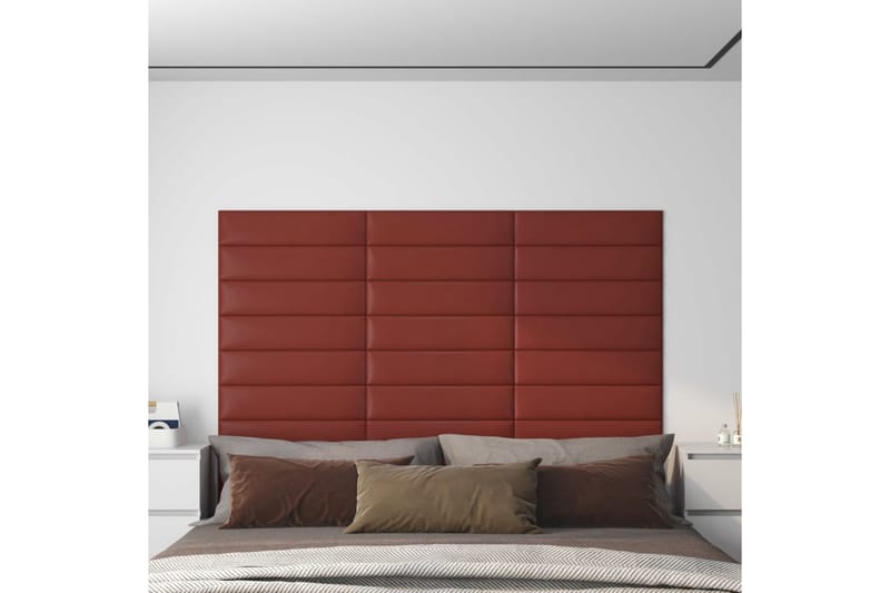 beBasic vægpaneler 12 stk. 60x15 cm 1,08 mÂ² kunstlæder vinrød - RÃ¸d - Vægpanel & panelplade