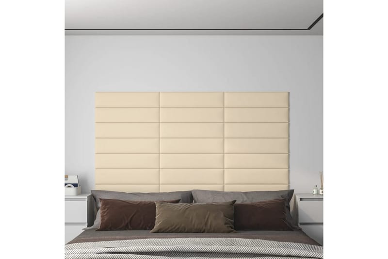 beBasic vægpaneler 12 stk. 60x15 cm 1,08 mÂ² stof cremefarvet - Creme - Hus & renovering - Byggeri - Gulv, væg & tag - Gulv & vægbeklædning - Vægpanel & panelplade