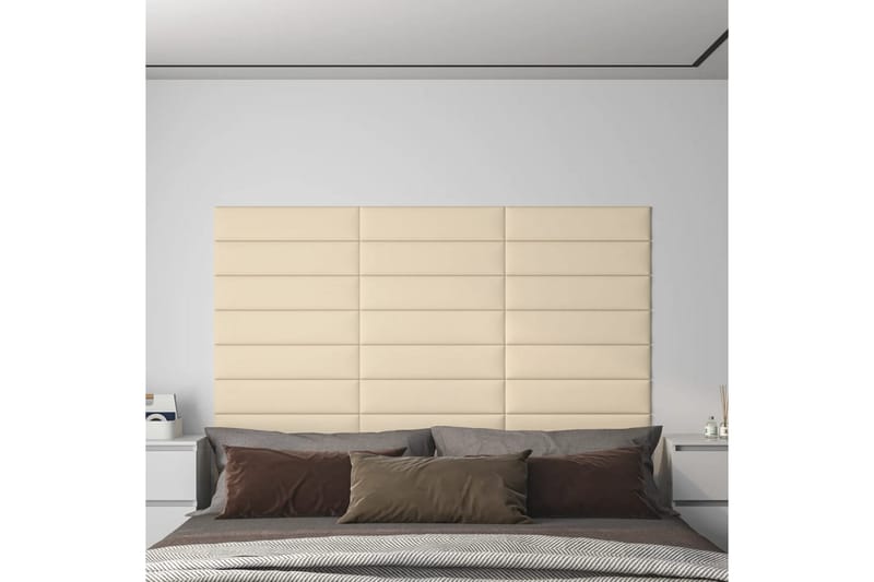 beBasic vægpaneler 12 stk. 60x15 cm 1,08 mÂ² stof cremefarvet - Creme - Vægpanel & panelplade