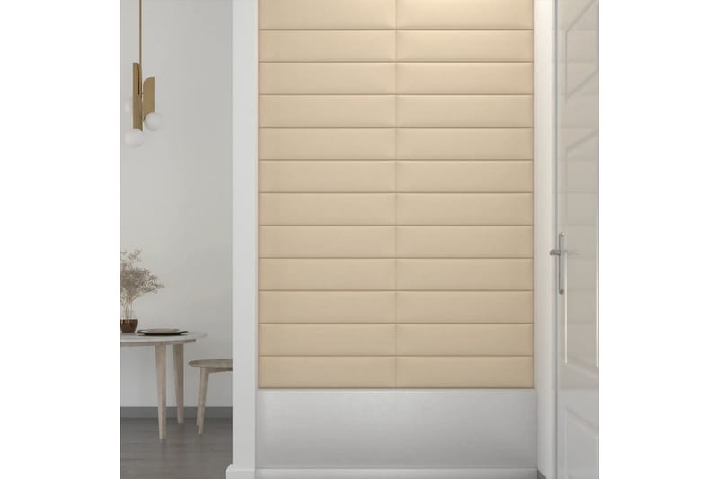 beBasic vægpaneler 12 stk. 60x15 cm 1,08 mÂ² stof cremefarvet - Creme - Hus & renovering - Byggeri - Gulv, væg & tag - Gulv & vægbeklædning - Vægpanel & panelplade