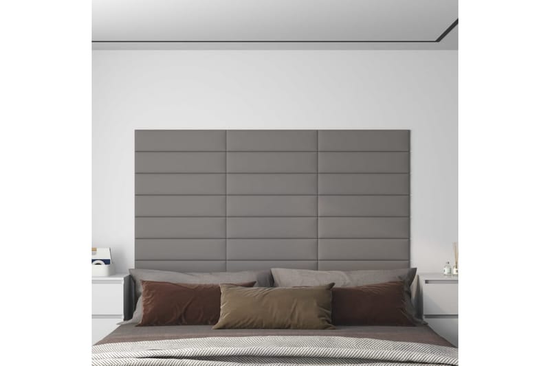 beBasic vægpaneler 12 stk. 60x15 cm 1,08 mÂ² stof lysegrå - GrÃ¥ - Vægpanel & panelplade