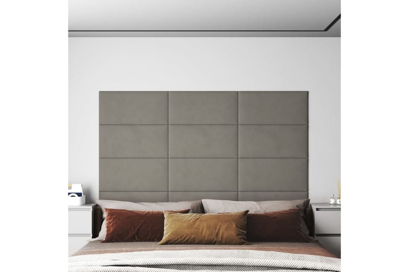 beBasic vægpaneler 12 stk. 60x30 cm 2,16 mÂ² fløjl lysegrå - GrÃ¥ - Hus & renovering - Byggeri - Gulv, væg & tag - Gulv & vægbeklædning - Vægpanel & panelplade