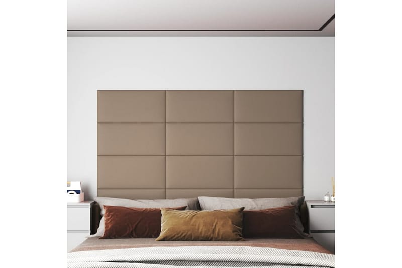 beBasic vægpaneler 12 stk. 60x30 cm 2,16 mÂ² kunstlæder cappuccinofarvet - Brun - Vægpanel & panelplade