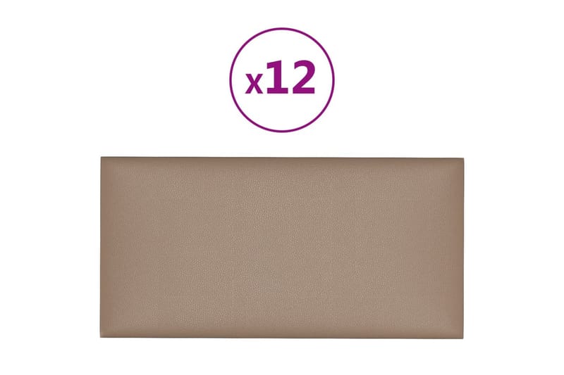 beBasic vægpaneler 12 stk. 60x30 cm 2,16 mÂ² kunstlæder cappuccinofarvet - Brun - Hus & renovering - Byggeri - Gulv, væg & tag - Gulv & vægbeklædning - Vægpanel & panelplade