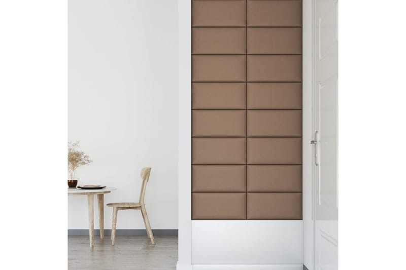 beBasic vægpaneler 12 stk. 60x30 cm 2,16 mÂ² kunstlæder cappuccinofarvet - Brun - Hus & renovering - Byggeri - Gulv, væg & tag - Gulv & vægbeklædning - Vægpanel & panelplade