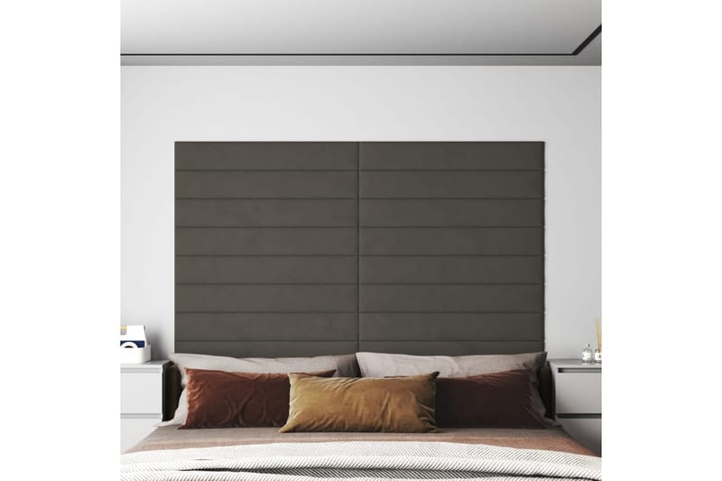 beBasic vægpaneler 12 stk. 90x15 cm 1,62 mÂ² fløjl mørkegrå - GrÃ¥ - Hus & renovering - Byggeri - Gulv, væg & tag - Gulv & vægbeklædning - Vægpanel & panelplade