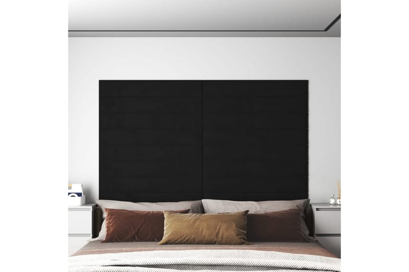 beBasic vægpaneler 12 stk. 90x15 cm 1,62 mÂ² fløjl sort - Sort - Hus & renovering - Byggeri - Gulv, væg & tag - Gulv & vægbeklædning - Vægpanel & panelplade
