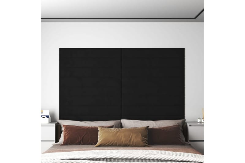 beBasic vægpaneler 12 stk. 90x15 cm 1,62 mÂ² fløjl sort - Sort - Vægpanel & panelplade