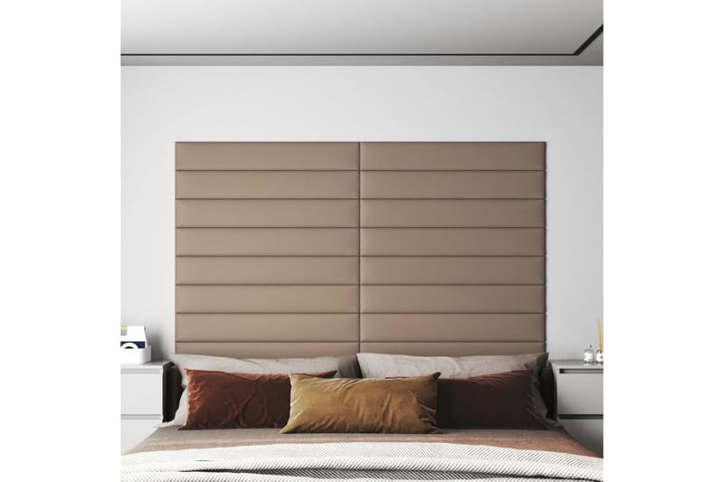 beBasic vægpaneler 12 stk. 90x15 cm 1,62 mÂ² kunstlæder cappuccino - Brun - Hus & renovering - Byggeri - Gulv, væg & tag - Gulv & vægbeklædning - Vægpanel & panelplade
