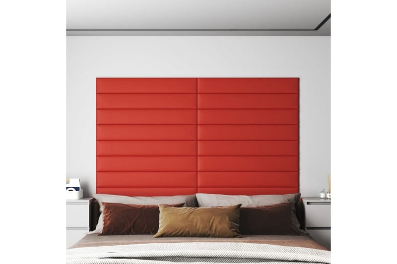 beBasic vægpaneler 12 stk. 90x15 cm 1,62 mÂ² kunstlæder rød - RÃ¸d - Vægpanel & panelplade