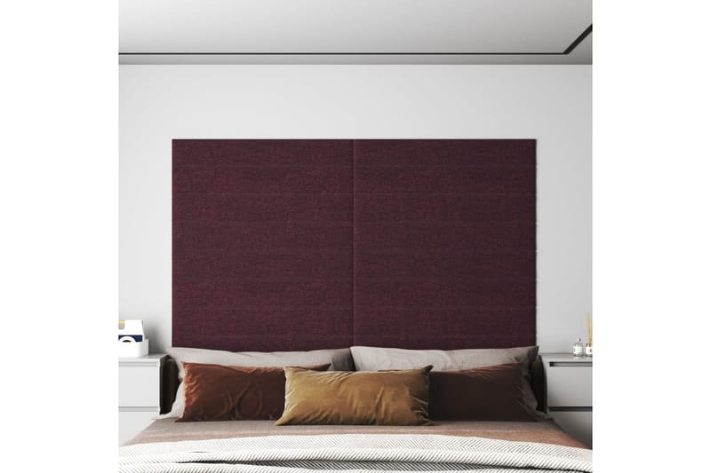 beBasic vægpaneler 12 stk. 90x15 cm 1,62 mÂ² stof lilla - Violet - Vægpanel & panelplade