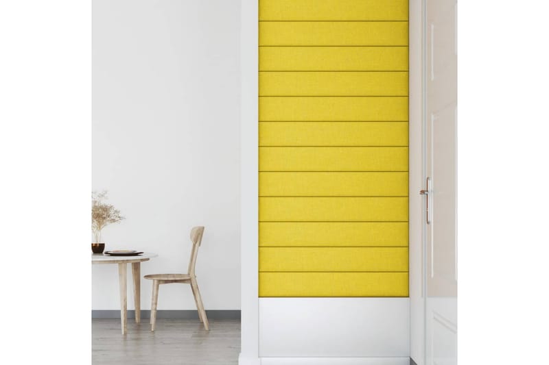 beBasic vægpaneler 12 stk. 90x15 cm 1,62 mÂ² stof mørkegul - Gul - Hus & renovering - Byggeri - Gulv, væg & tag - Gulv & vægbeklædning - Vægpanel & panelplade