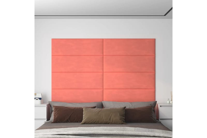 beBasic vægpaneler 12 stk. 90x30 cm 3,24 mÂ² fløjl lyserød - LyserÃ¸d - Vægpanel & panelplade