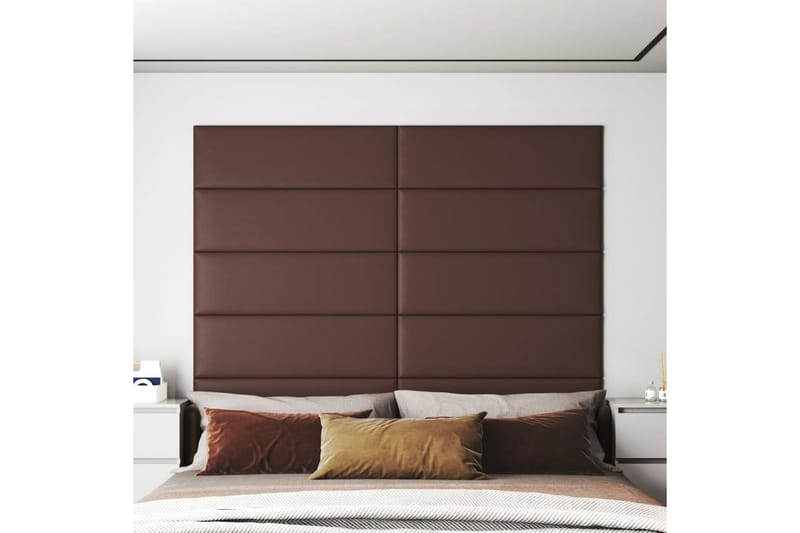beBasic vægpaneler 12 stk. 90x30 cm 3,24 mÂ² kunstlæder brun - Brun - Vægpanel & panelplade
