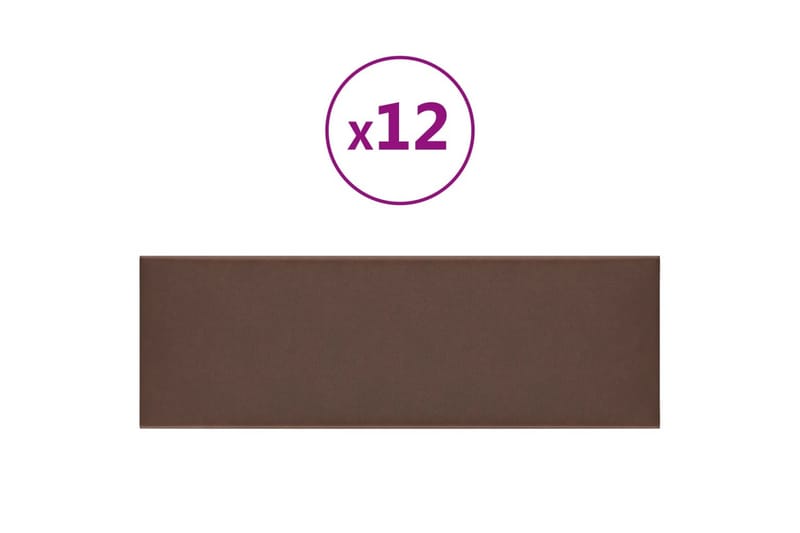 beBasic vægpaneler 12 stk. 90x30 cm 3,24 mÂ² kunstlæder brun - Brun - Vægpanel & panelplade