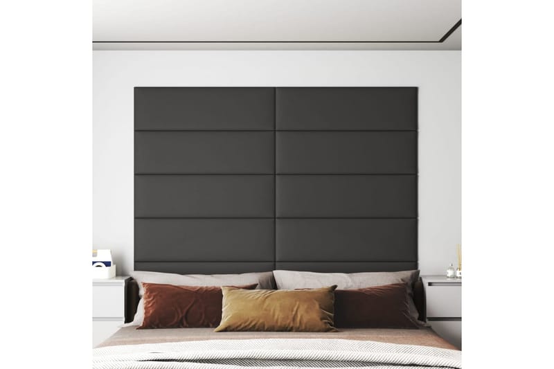 beBasic vægpaneler 12 stk. 90x30 cm 3,24 mÂ² kunstlæder grå - GrÃ¥ - Vægpanel & panelplade