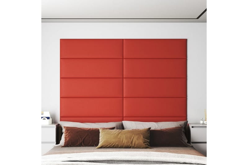 beBasic vægpaneler 12 stk. 90x30 cm 3,24 mÂ² kunstlæder rød - RÃ¸d - Vægpanel & panelplade