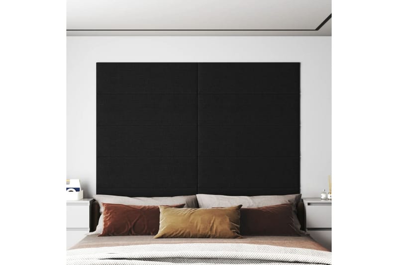 beBasic vægpaneler 12 stk. 90x30 cm 3,24 mÂ² stof sort - Sort - Vægpanel & panelplade