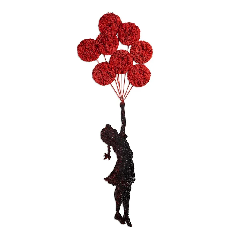 Dekorativ metal-vægdekoration Wallxpert Banksy (100 x 34 cm) RødSort, undefined