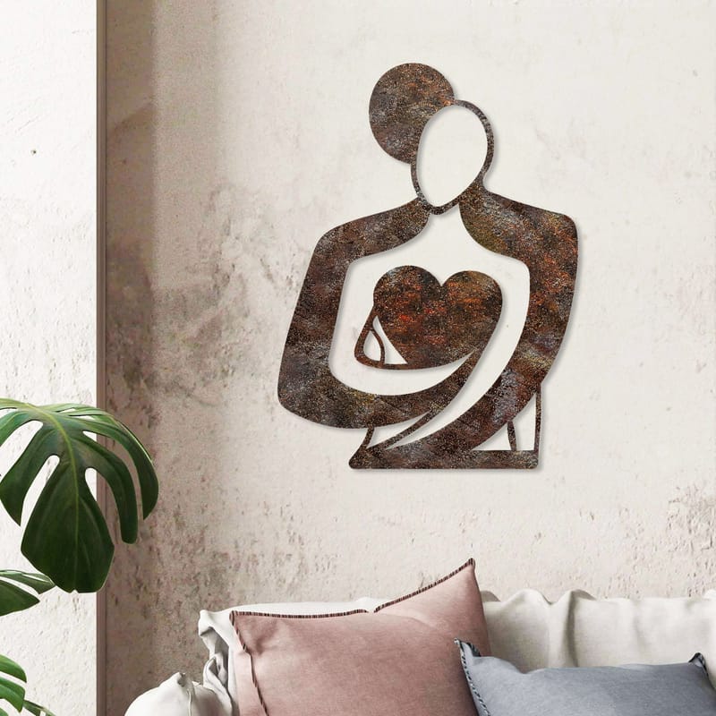Dekorativ metal-vægdekoration Wallxpert Rusty Hug (70 x 52 cm) - Hus & renovering - Byggeri - Gulv, væg & tag - Gulv & vægbeklædning - Vægplader