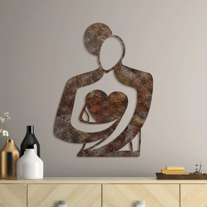 Dekorativ metal-vægdekoration Wallxpert Rusty Hug (70 x 52 cm) - Hus & renovering - Byggeri - Gulv, væg & tag - Gulv & vægbeklædning - Vægplader