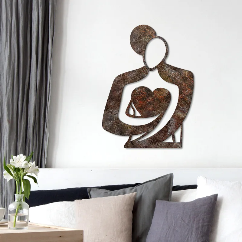 Dekorativ metal-vægdekoration Wallxpert Rusty Hug (70 x 52 cm) - Hus & renovering - Byggeri - Gulv, væg & tag - Gulv & vægbeklædning - Vægplader
