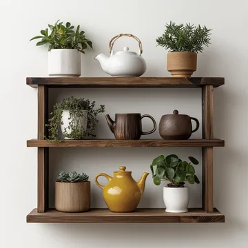 Dekorativ væghylde i træ Wallxpert Brano (40 x 50 x 14 cm) Træ - Træ - Hus & renovering - Byggeri - Gulv, væg & tag - Gulv & vægbeklædning - Vægplader