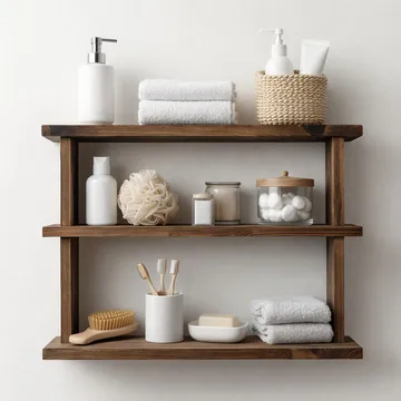 Dekorativ væghylde i træ Wallxpert Brano (40 x 50 x 14 cm) Træ - Træ - Hus & renovering - Byggeri - Gulv, væg & tag - Gulv & vægbeklædning - Vægplader