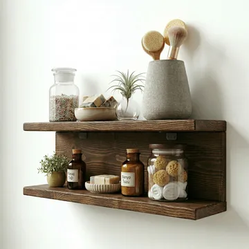 Dekorativ væghylde i træ Wallxpert Brano (50 x 20 x 14 cm) Træ - træ - Hus & renovering - Byggeri - Gulv, væg & tag - Gulv & vægbeklædning - Vægplader
