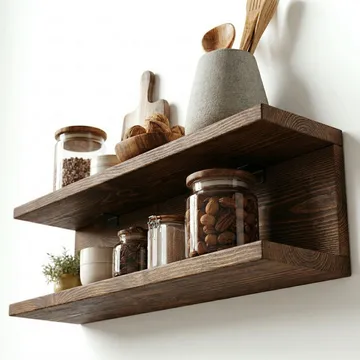 Dekorativ væghylde i træ Wallxpert Brano (50 x 20 x 14 cm) Træ - træ - Hus & renovering - Byggeri - Gulv, væg & tag - Gulv & vægbeklædning - Vægplader