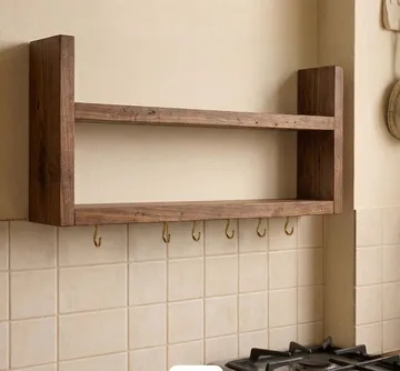Dekorativ væghylde i træ Wallxpert Brano (50 x 22 x 7 cm) Træ - Træ - Hus & renovering - Byggeri - Gulv, væg & tag - Gulv & vægbeklædning - Vægplader