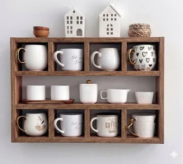 Dekorativ væghylde i træ Wallxpert Brano (60 x 48 x 9 cm) træ - Naturligt træ - Hus & renovering - Byggeri - Gulv, væg & tag - Gulv & vægbeklædning - Vægplader