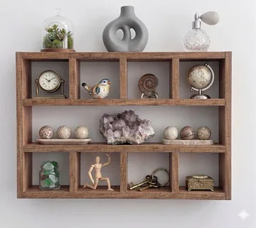 Dekorativ væghylde i træ Wallxpert Brano (60 x 48 x 9 cm) træ - Naturligt træ - Hus & renovering - Byggeri - Gulv, væg & tag - Gulv & vægbeklædning - Vægplader